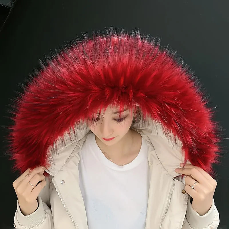 Detachable Faux Fur Collar Extra Large Warm Fake Fur Scarf Wrap Evening Cape For Winter Womens Coat Faux Fur Hood Ttrim Collar