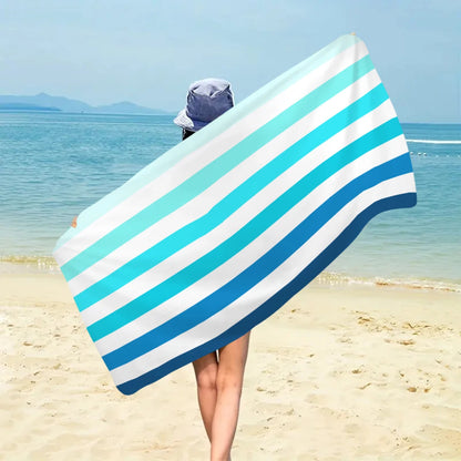 1pc Striped beach towels, ultra-fine fiber beach towels, multifunctional beach towels for swimming and shower rooms