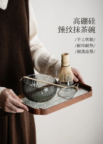 5Pcs Matcha Whisk Set Clear Glass Matchas Tea Set Matcha-Making Kit with Matcha Bowl Matcha Cup Matcha-Whisk for Tea Lovers