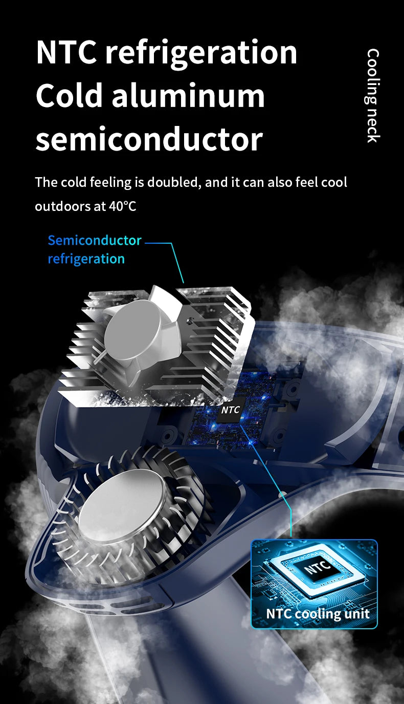 New Wearable Neck Fan Hanging Neck Fan Rechargeable Semiconductor Cooling Bladeless Fan Outdoor Personal Fan Wearable Cooler