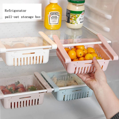 Fridge Organizer Storage Drawer Telescopic Plastic Fruit Vegetable Storage Boxes Kitchen Egg Food Refrigerator Storage Basket