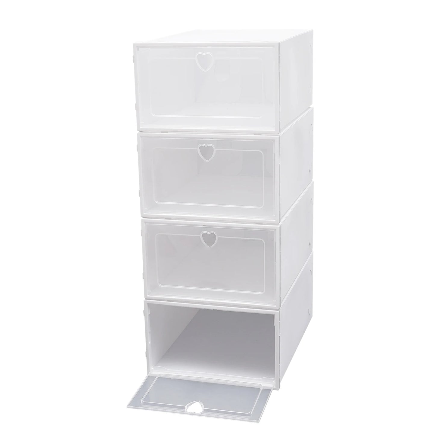 20Pcs Foldable Shoe Storage Boxes with Lids Transparent Stackable Containers Drawer Style PP Plastic Shoe Organizers