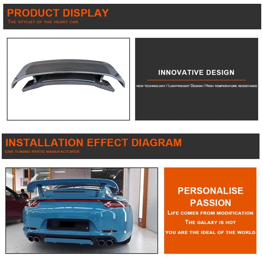 Carbon Fiber Techart Style Car Rear Trunk Spoiler Rear Wing Tail Wing Parts For Porsche 911 991.1 991.2 Upgrade Body kit
