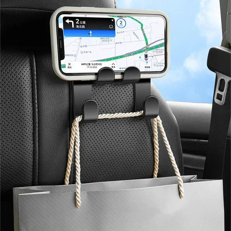 Car Seat Headrest Hook Hanger in Black a Storage Organizer Universal for Umbrellas Bags & Coats Black Car Fixer for All Vehicles