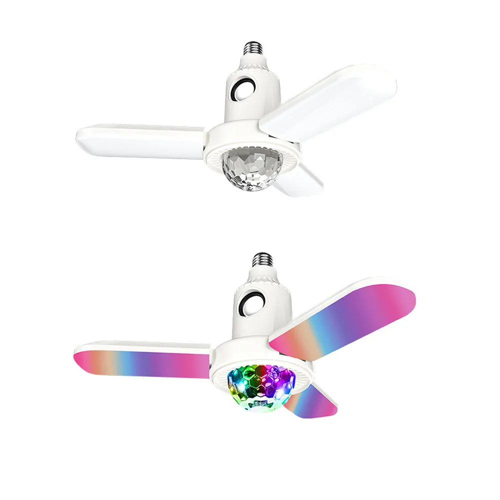 Smart LED Bulb 4-Leaves Lamp Music Bluetooth Audio Folding Remote Control Christmas Projection Starry Light for Party Wedding