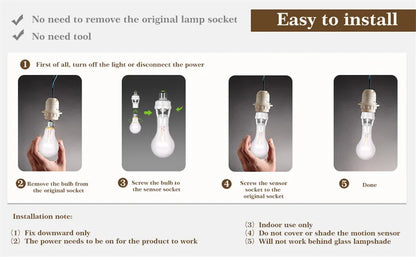 Smart Home PIR Motion Sensor Light Socket E27 LED Bulb Base Adapter with Light Control Smart Switch Residential Security