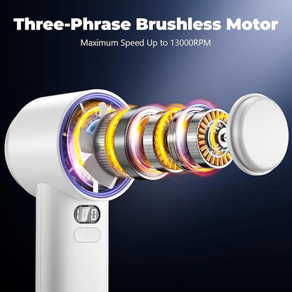 HandFan High Speed Handheld Cooling Fan Portable Mini Hand Fan 120 Speeds Adjustable Digital Display for Travel Beach Outdoors