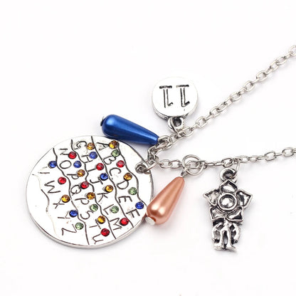 Film Television Peripherals 26 Alphabet Necklace Originality Circular Letters Dotted With Rhinestones Necklace