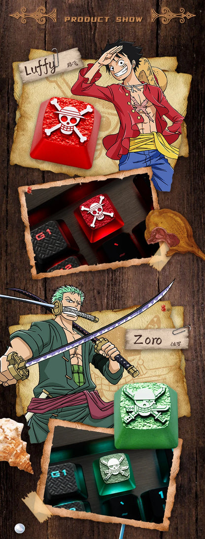 Zomoplus One Piece Metal Keycap Aluminum Artisan Keycap for Mechanical Keyboard Officially Licensed Anime Gaming Keycap