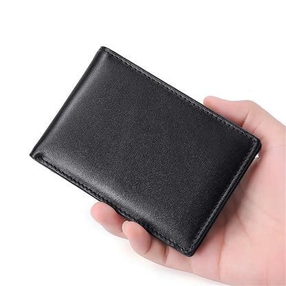 RFID Fashion Blocking Mini Men's Genuine Leather Wallet Slim Business Credit Card ID Holder Man Anti Theft Ultra Thin Purse Male