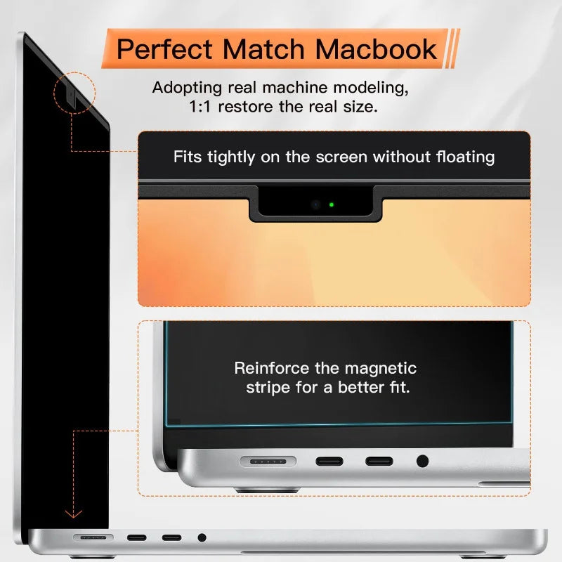 Privacy Screen for MacBook Pro 14 Inch 2021-2024 M4-M3-M2-M1 Pro/Max, Magnetic Anti Blue Light Glare Protector