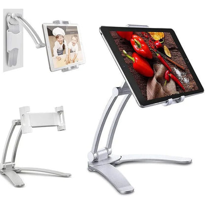 Kitchen Tablet Stand 360 Portable 6 To 12.9 Inch Universal Tablet Stand & Phone Holder for Wall Desktop Tablet Mount