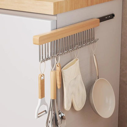8/12 Hooks Retractable Wood Clothes Hanger Multi-functional Bra Storage Hanger Wall-mounted Wardrobe Hanger Clothes Organizer