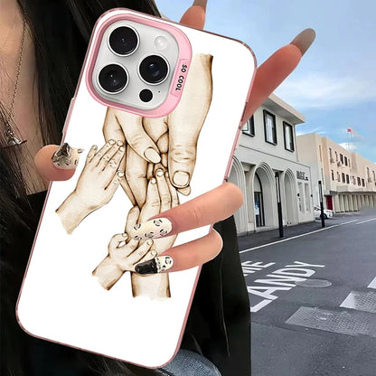 Baby Mom Daughter Son Dad Hand Phone Case For IPhone 16 15 14 13 12 11 Pro Max X XR XSMAX 8 7 Plus Matte Shockproof Back Cover
