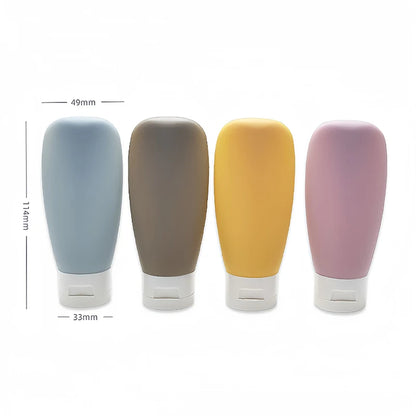 4-Piece Silicone Leak-Proof Travel Bottle for Business Trip Portable Refillable Squeezable Container for Toiletries Lotion