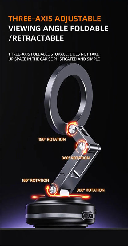 Magnetic Car Mobile Phone Holder Mount Foldable 360 Degree Rotating Vacuum Adsorption Smartphone Holder Multifunction