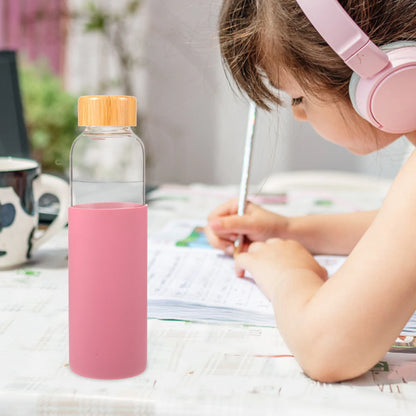 Outdoor Glass Cup Mini Water Bottles Student Water Bottles Portable Water Cup Drinking Cup With Bamboo Cover