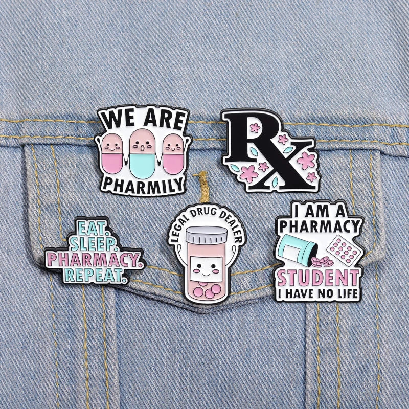 I Am Pharmacy Student Have No Life Enamel Pin Eat Sleep Pharmacy Repeat Brooch Cartoon Pills Lapel Badge Gift for Medical Friend