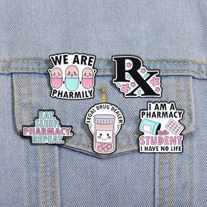I Am Pharmacy Student Have No Life Enamel Pin Eat Sleep Pharmacy Repeat Brooch Cartoon Pills Lapel Badge Gift for Medical Friend