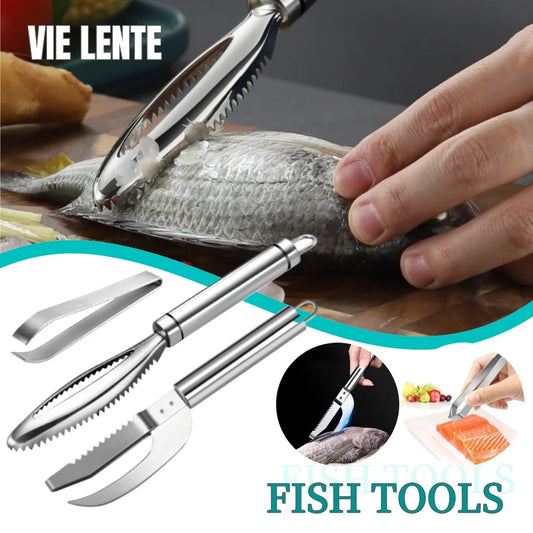 Kitchen Accessories Stainles Fish Scales Scraping Graters Fast Remove Fish Cleaning Peeler Scraper Fish Bone Tweezers Tool Gadge