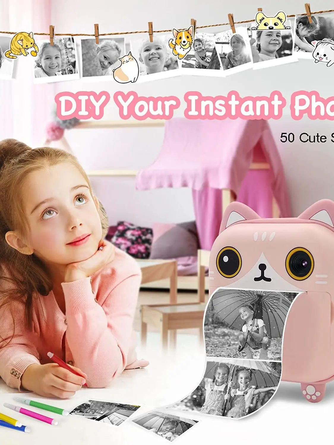 Instant Printed Camera Thermal Camera Printer Kids Camera Digital Photo Camera Girl Toy Child Camera Video girl Christmas Gift