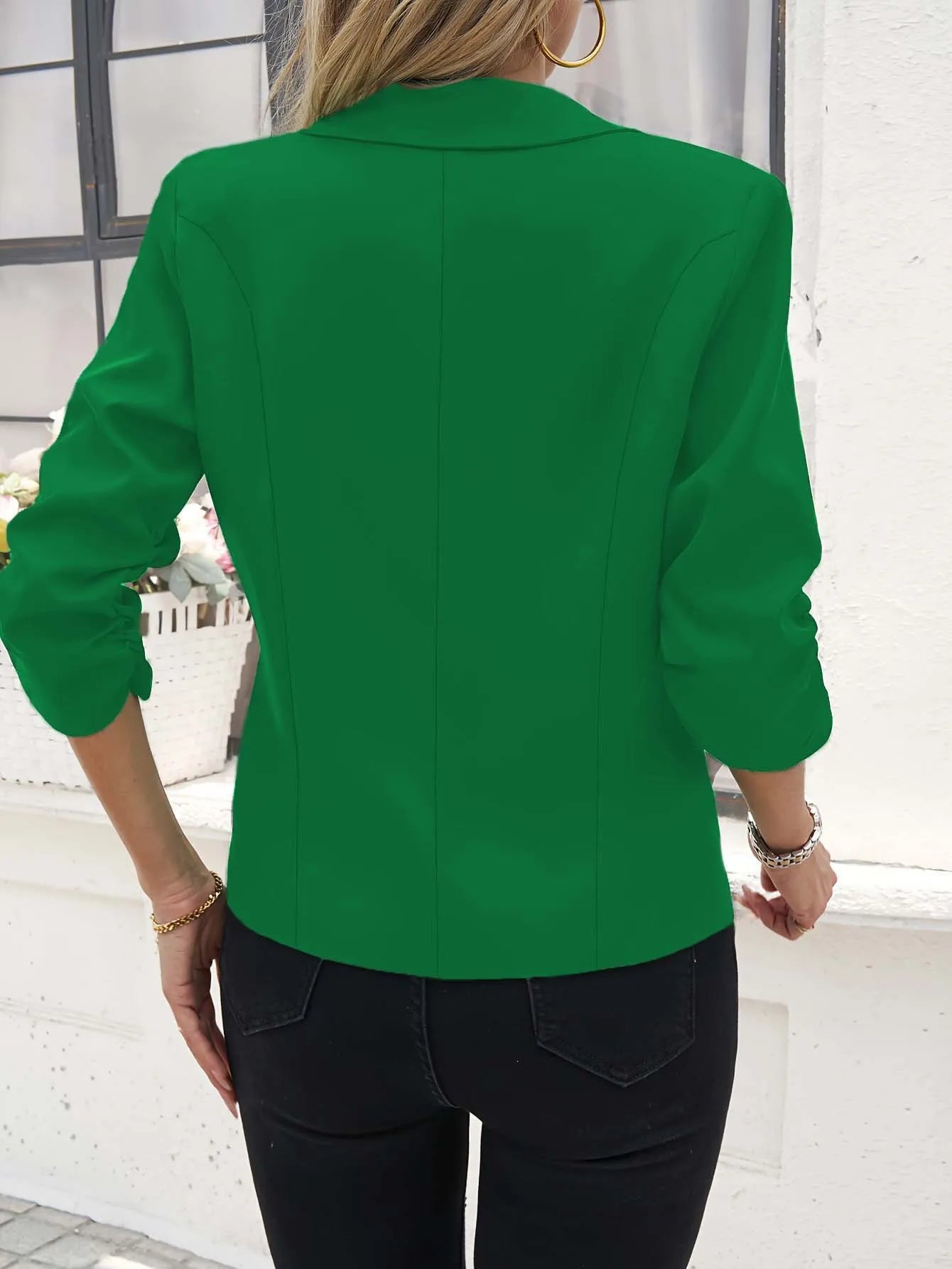 New Office Lady Suits Jacket Tops Formal Women's Seven Quarter Sleeved Suit Coats Casual Black Workwear Blazer Femme Clothing