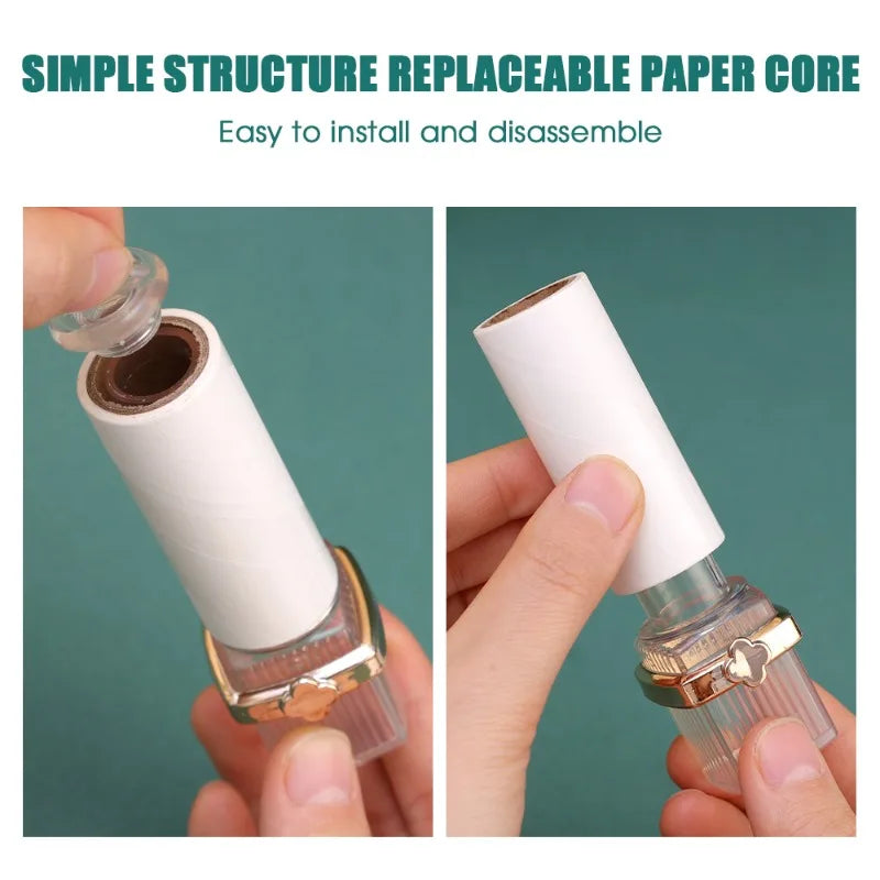 Mini Sticky Roller Tearable Lint Roller Travel Portable Dust Wiper Creative Lipstick Styling Clothes Carpet Cleaning Accessories