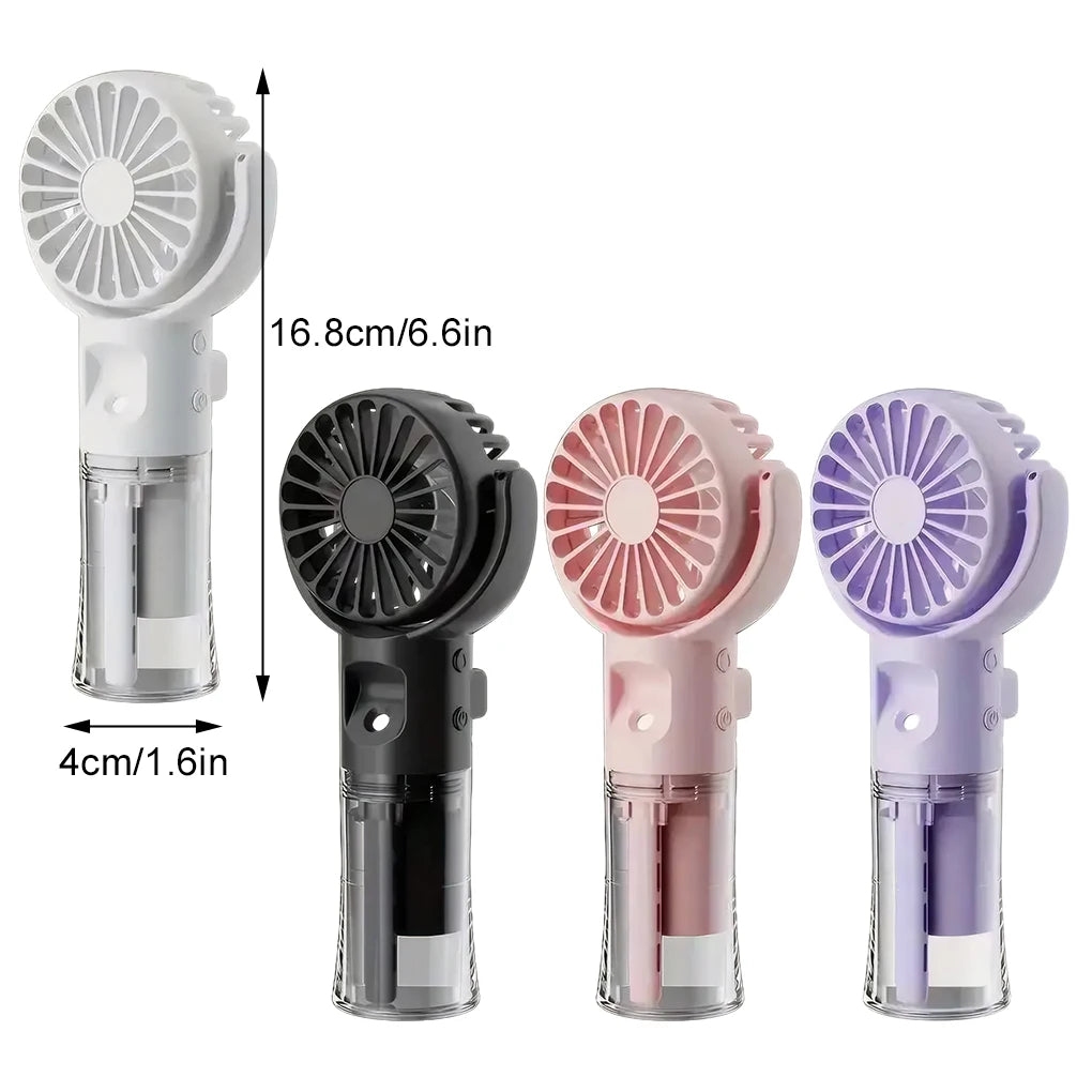 Mini Portable Handheld Fan With Spray Mister Humidifier USB Rechargeable Handheld Fan Adjustable Silent Water Spray Mist Fan