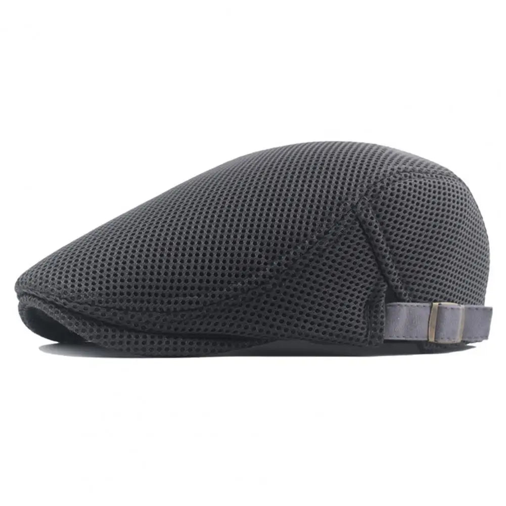 Hollow Breathable Mesh Men Beret Hat Adjustable Buckle Summer Autumn Sunscreen Men Cap Sport