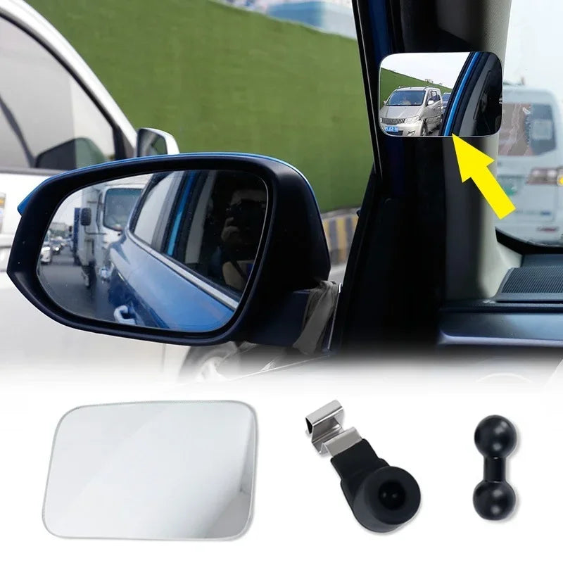 Car Auxiliary Blind Spot Mirror Interior  Convex Rearview Mirror 360 Degree Wide Angle Adjustable Parking Rimless Mirrors