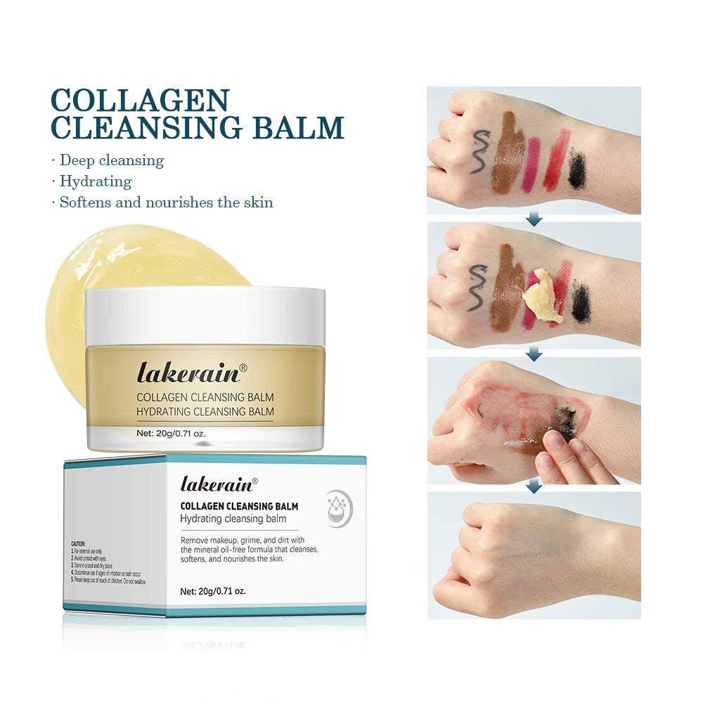 Pro-Collagen Cleansing Balm 3in1 Facial Cleanser For All Skin Types Soften Deep Cleanse Hydrate Makeup Non-greasy Cleansing Balm