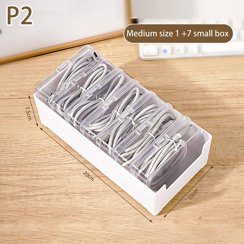 1Set Data Cable Storage Box Cable Organizer Bag With Power Charging Cable Management And Desktop Cable Management Organization