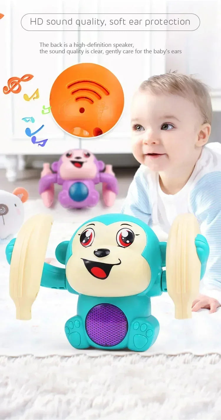 Musical Crawling Monkey Toys for Babies - Interactive Light-Up Dancing Toy for Infant Development and Tummy Time Gifts