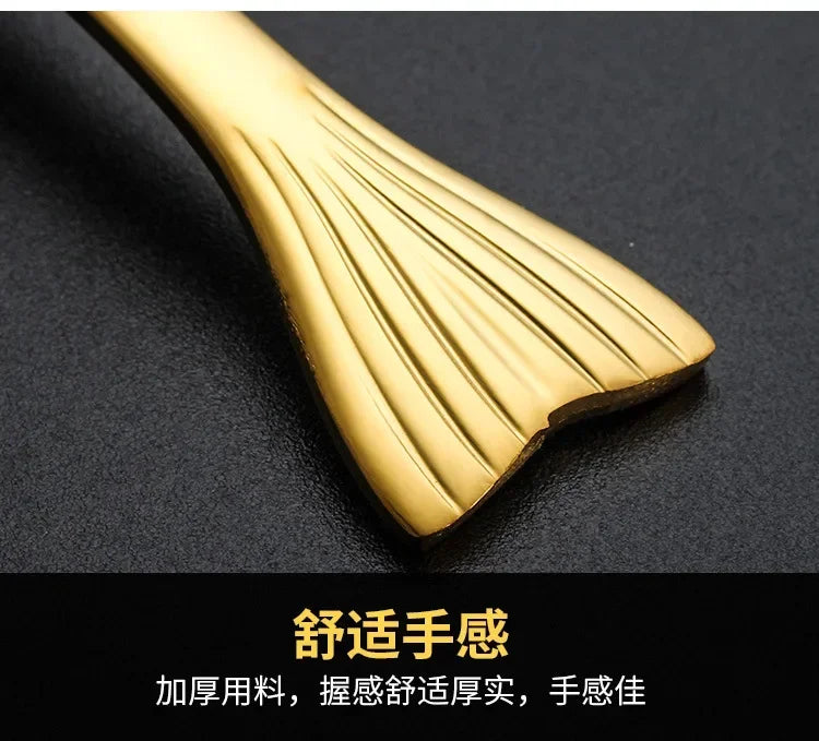 304 stainless steel spoon spoon creative fish-shaped cartoon fish spoon dessert spoon rice spoon gold-plated  stirring spoons