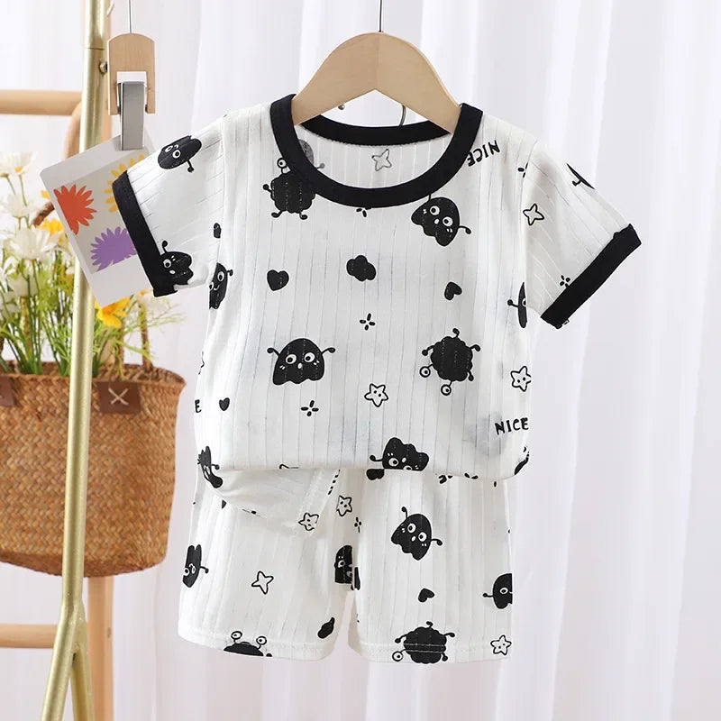 T-shirts Baby Clothes New Summer Children's Clothing  Children's Short Sleeved Shorts Suit Boys Girls Cotton