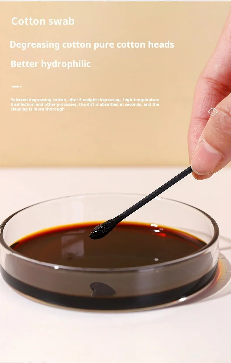 New Boxed Black Cotton Swabs Japanese Earpick Cotton Swabs Clean Blackhead Earpick Disposable Double-ended Cotton Swabs