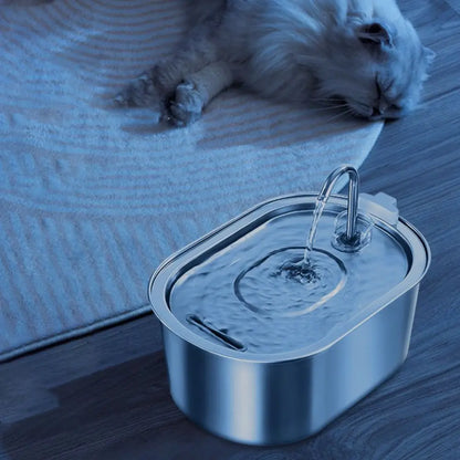 3.2L Smart Cat Water Fountain Stainless Steel Low Noise Pet Water Dispenser Large Capacity Automatic Pet Water Drinker Dog