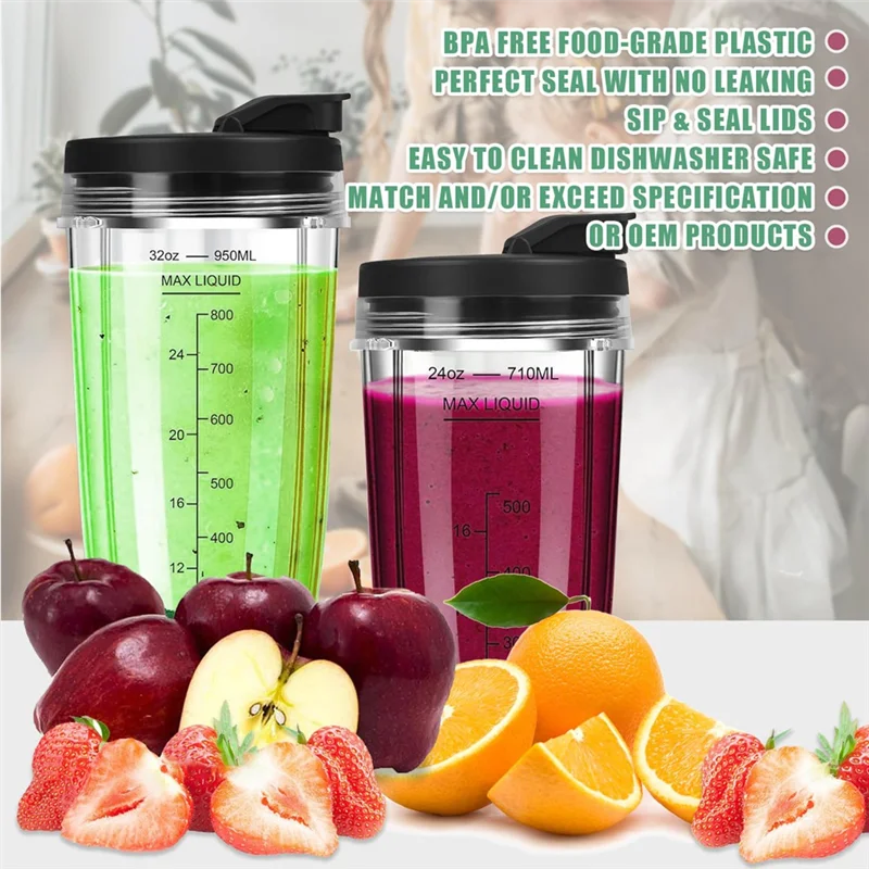 【Today Only@】Ninja Blender Cups Replacement Lender Cups Replacement Compatible For Nutri Ninja Blenders Ninja Blender Accessorie