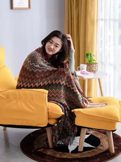 Knitted Blankets Bohemian Plaid Throw Blanket Sofa Cover With Tassels Travel Leisure Bed Cover Blanket boho Bedspread