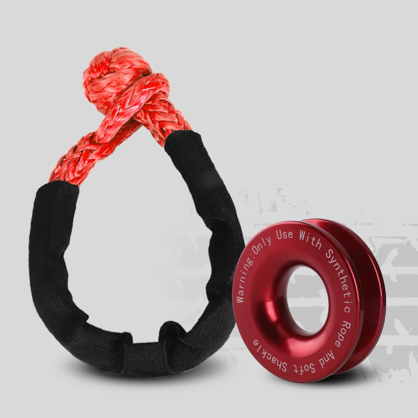 Shatter Resistant Synthetic Soft Shackle Rope Heavy Duty Offroad 4X4 Tow Shackle Strap with Protective Sleeve Recovery Ring