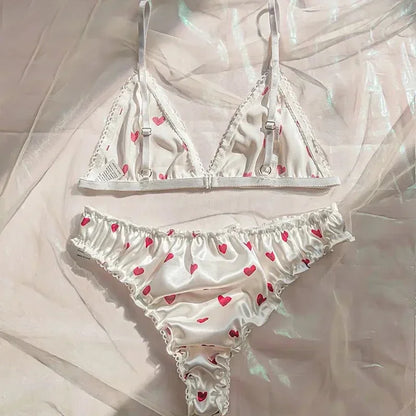 Women's Erotic Lingerie Suit Bowknot Sexy Wire Free Lingerie Underwear Two Piece Female White Set Set Sexy Lingerie Woman's Bra