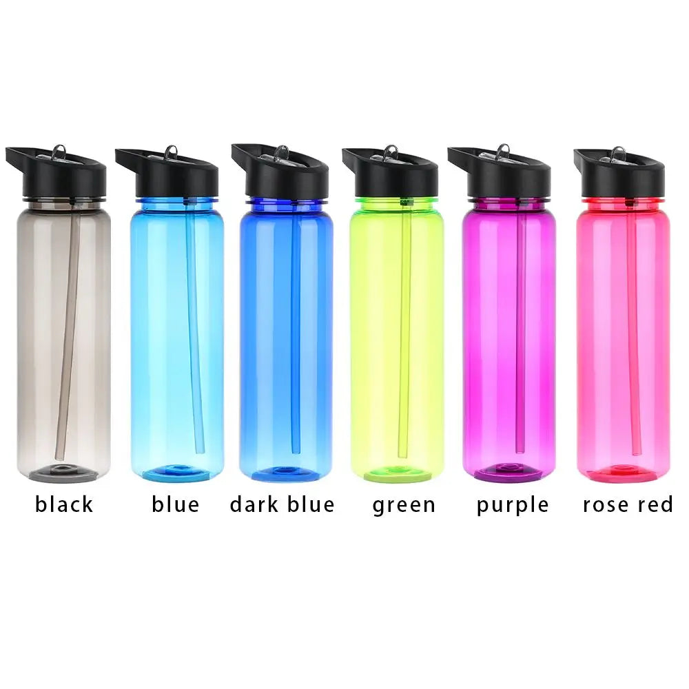 750ml Sports Water Bottle With Straw Outdoor Plastic Clear Dinkware Gym School Travel Camping Portable Leakproof Drinking Cup