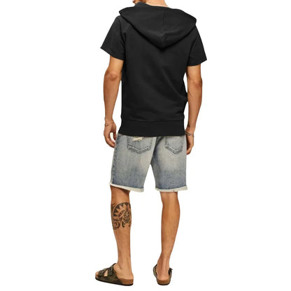 2024 Amazon New Men's Athleisure European and American Hooded Loose Short Sleeves