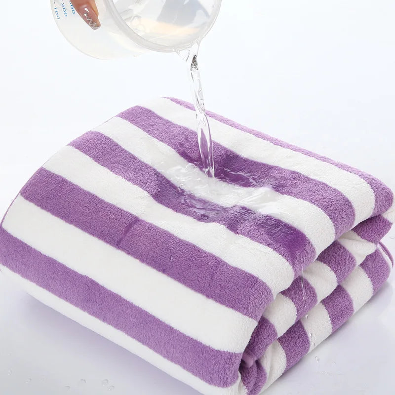Thick towel Absorbent Facial Towel Striped Coral Velvet Bath Towel Quick Drying Beach Towel Household motion bath bath towel