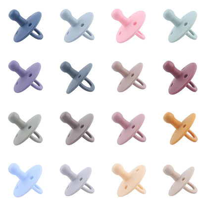 Baby Silicone Pacifier Safe Food Grade Teether Newborn Soother Solid Color Dummies Silicone Nipple For Baby Chew Accessories