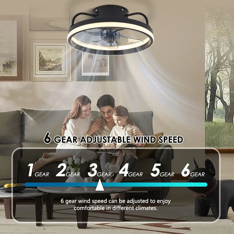 Smart Bedroom Ceiling Fans with Remote Control Low Profile 33CM 55W Dimmable LED Ceiling Fan with Lights  6 Wind Speeds Timing