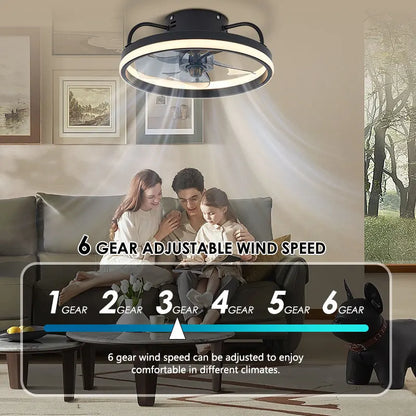 Smart Bedroom Ceiling Fans with Remote Control Low Profile 33CM 55W Dimmable LED Ceiling Fan with Lights  6 Wind Speeds Timing