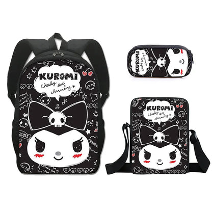 Sanrio Kuromi Backpack Sanrio Backpack Pencil Bag Student School Bag Primary and Middle kawaii Cartoon School Bag Mochila