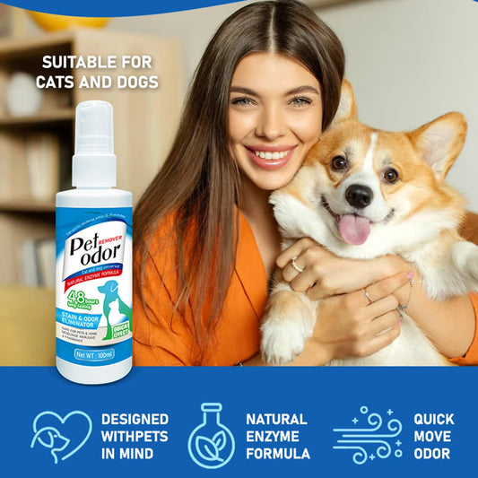100ml Enzyme Pet Deodorizing Spray Cat Dog Urine Odor Remover Indoor Sofa Carpet Floor Litter Box Safe Gentle Formula