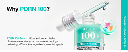ANUA PDRN Hyaluronic Acid Capsules 100 Serum, Radiation Facial Serum, Hyaluronic Acid, Korean Skin Care Products, 30ml